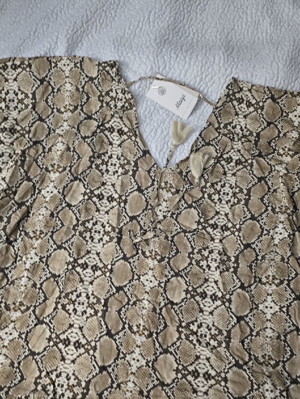 MAAJI Snake Print Tassel beach Cover Up In Beige and Black